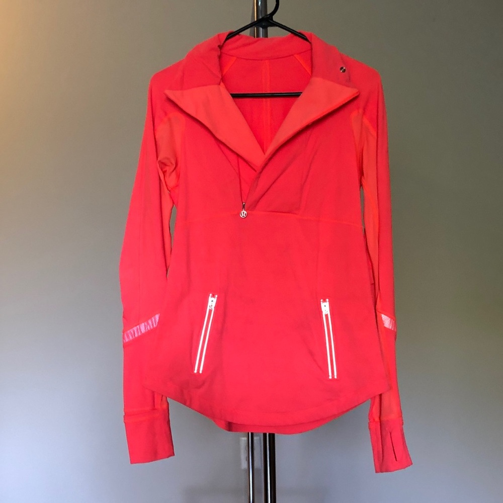 Neon Coral Lululemon Running Pullover